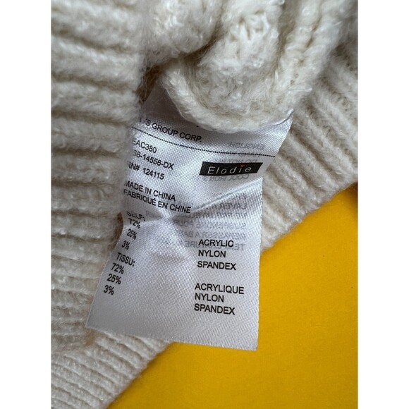 Elodie Sweater Pointelle Sleeve Ivory Womens XL Knit Pullover Crew Neck NWT - Picture 7 of 8